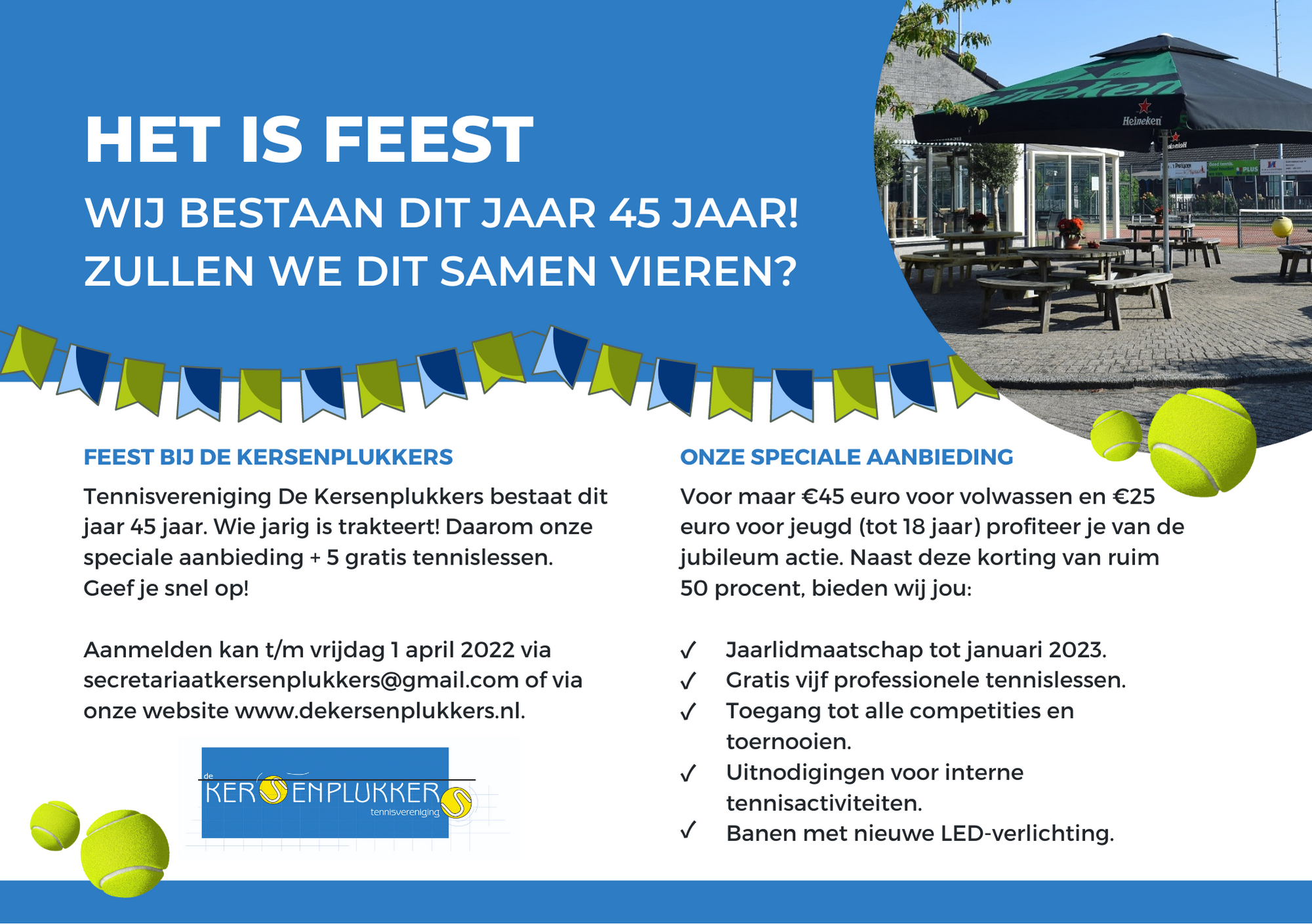Jubileumactie tennisvereniging De Kersenplukkers 2022