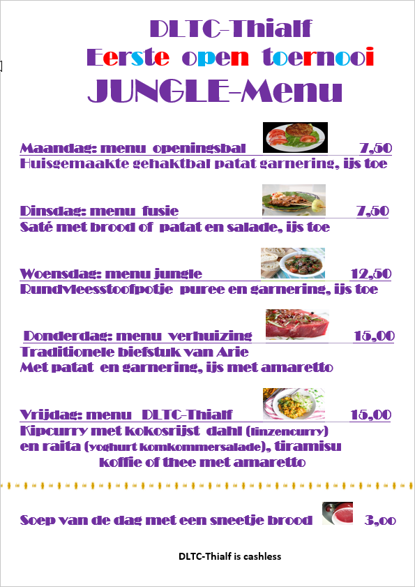 Jungle Menu DLTC-Thialf