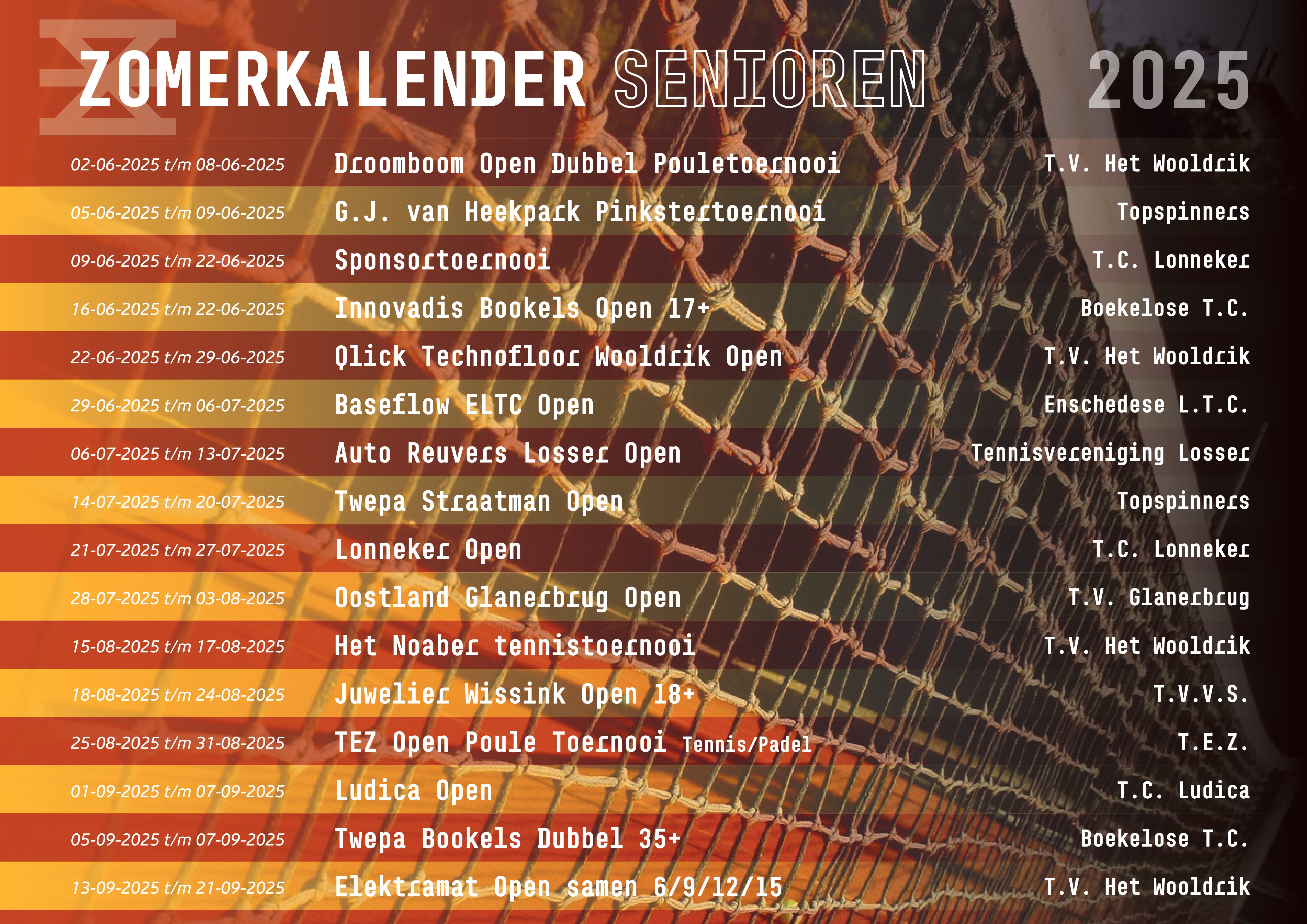 2025 zomer toernooien