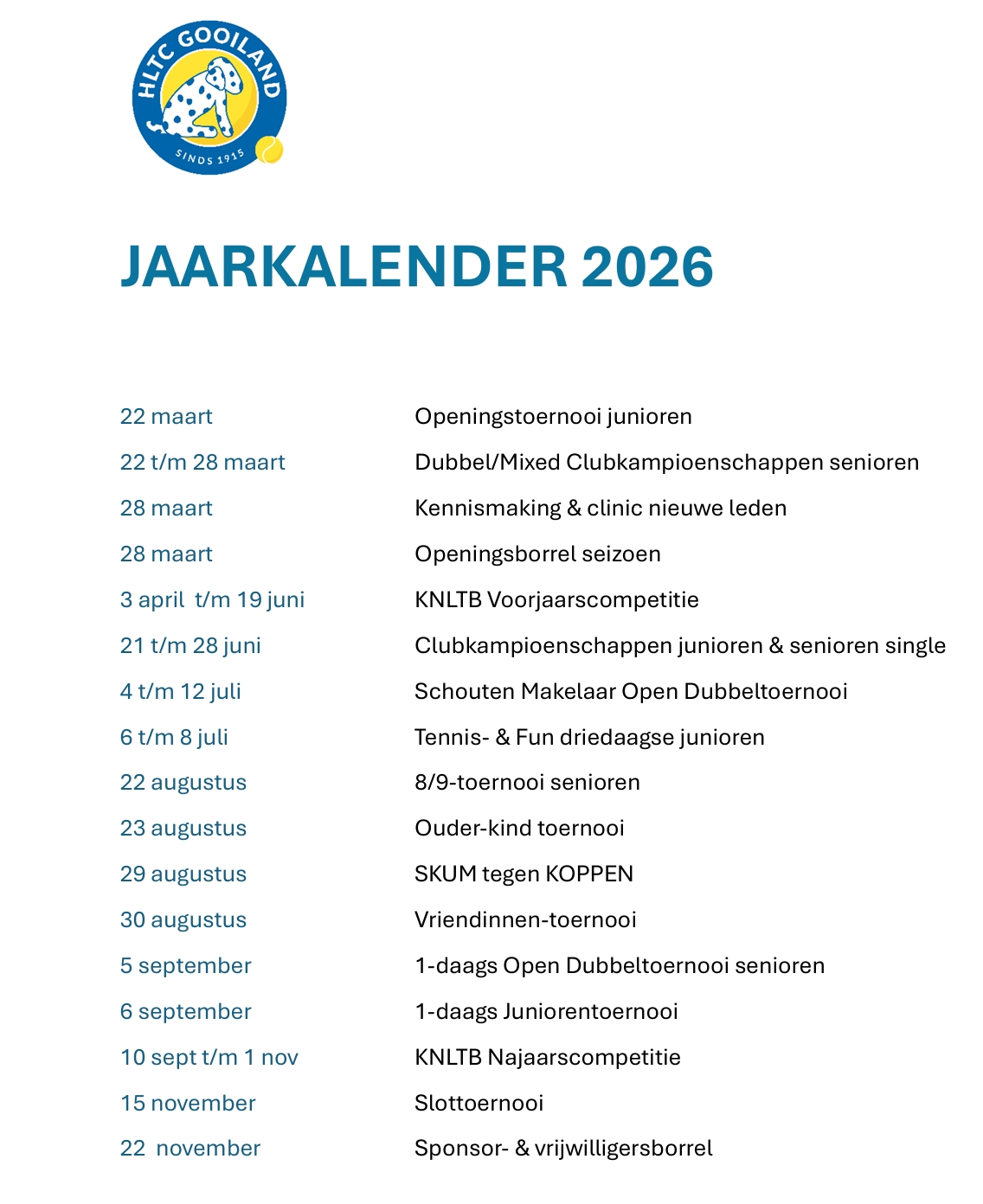 Jaarkalender 2026